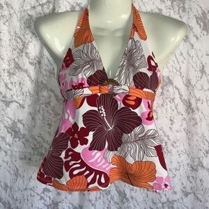 TWO PIECE 2BAMBOO AND VIX HALTER TANKINI MULTI COLOR FLORAL  SIZE MEDIUM